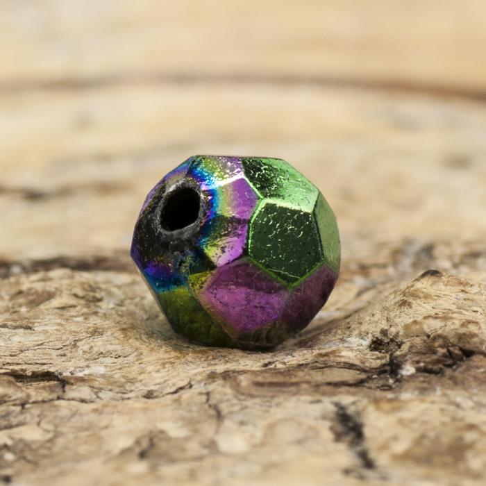 Akrylpärla facetterad AB 6 mm, Svart (50st)