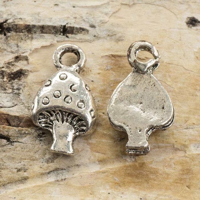 Berlock Svamp 7,5x13 mm, Antiksilver (5st)