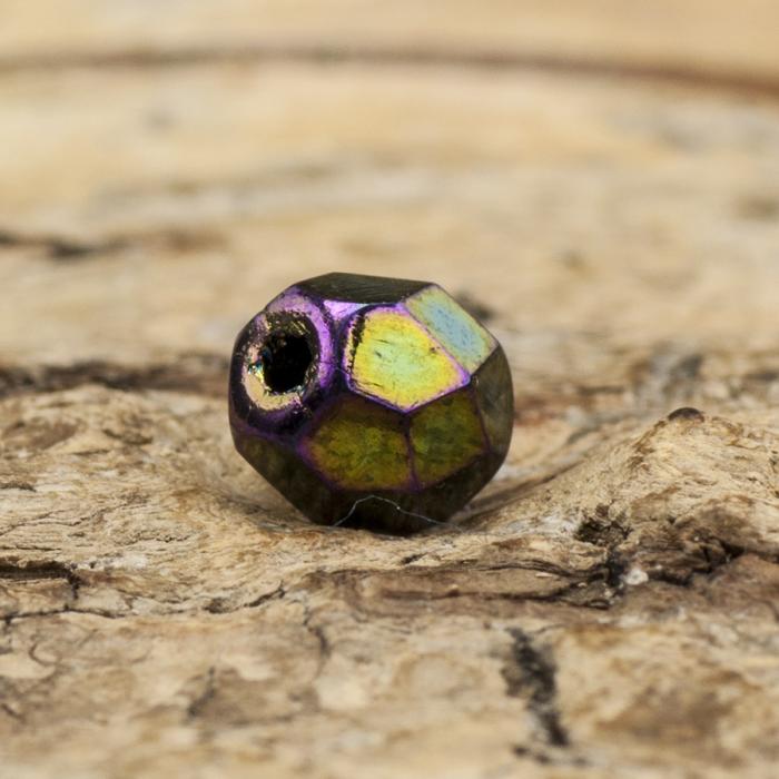 Glaspärla facetterad 4,5x5 mm, Grönmulti (25st)
