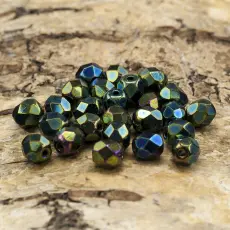 Glaspärla facetterad 4,5x5 mm, Grönmulti (25st)