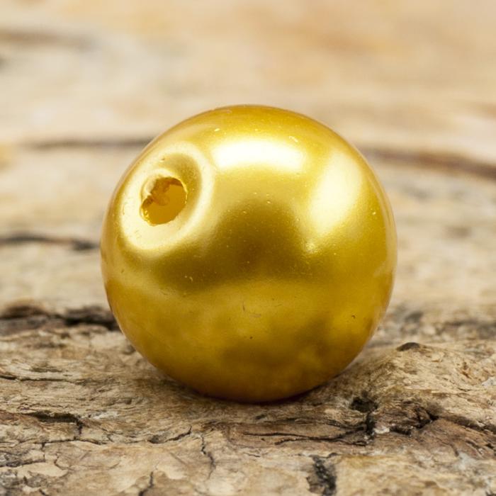 Vaxad glaspärla 10 mm, Guld (10st)