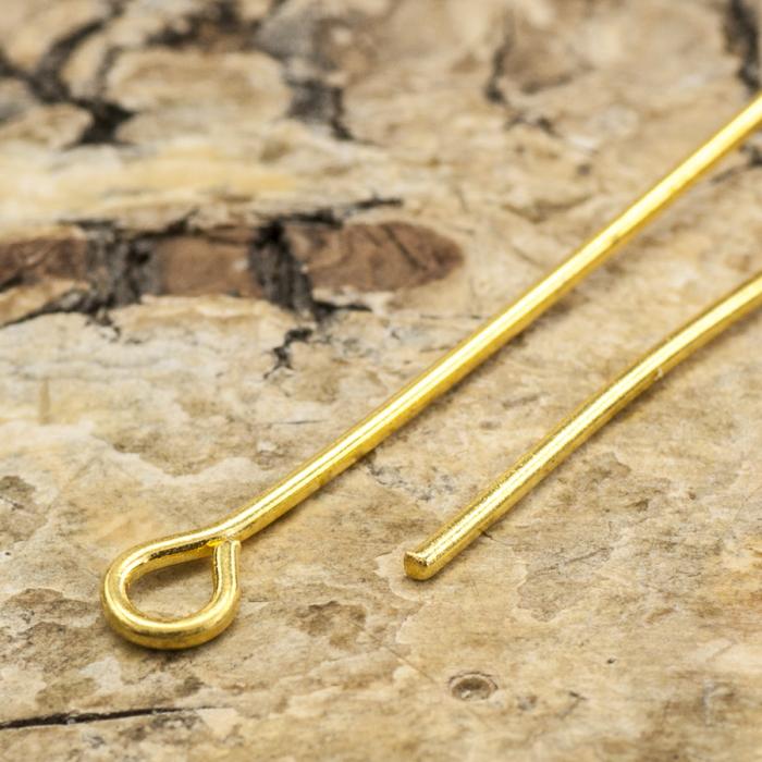 Hattnål med ring 50x0,7 mm, Guldfärg (25st)