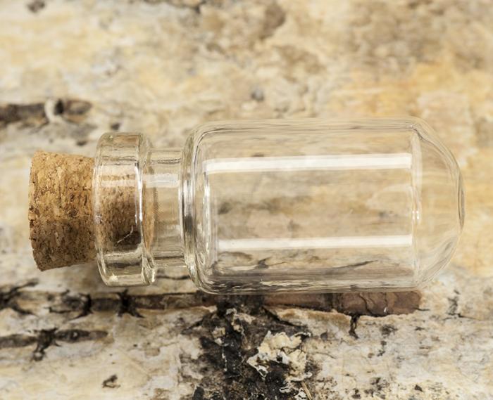 Glasflaska med kork 13x27 mm, Klar (2st)