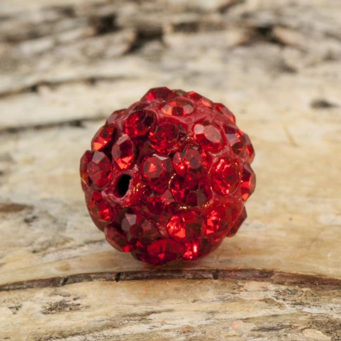 Shamballapärla halvborrad 10 mm, Röd (st)