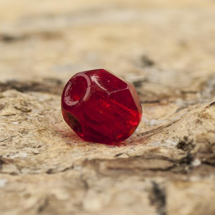 Glaspärla facetterad 3,5x4 mm, Röd (30st)