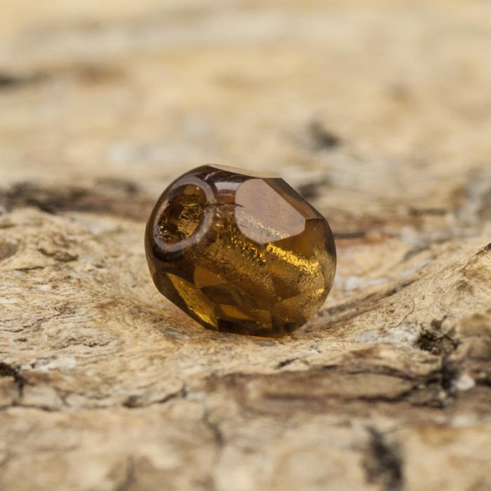 Glaspärla facetterad 3,5x4 mm, Brun (30st)