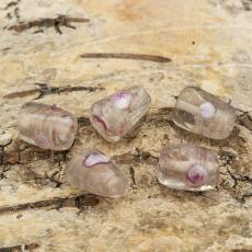 Glaspärla Vriden 9x13 mm, Rosa/Klar (5st)