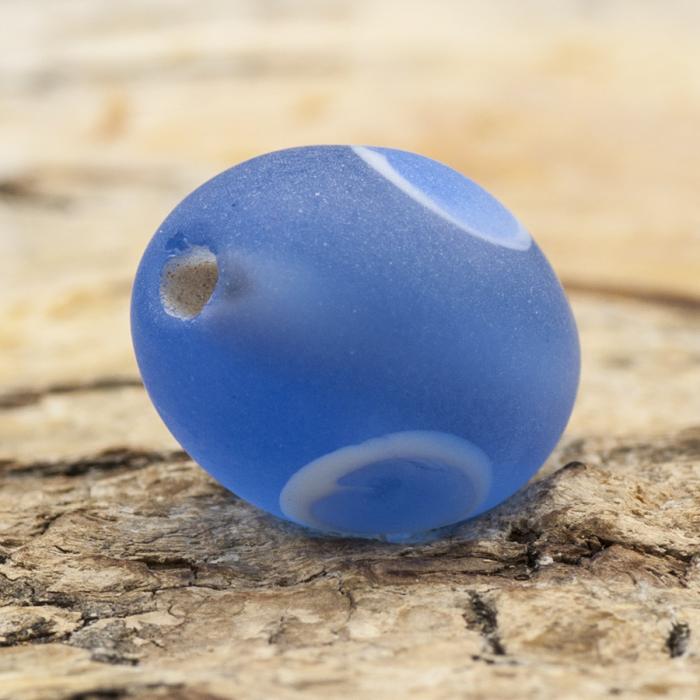 Oval glaspärla prick 11x14 mm, Blå (5st)