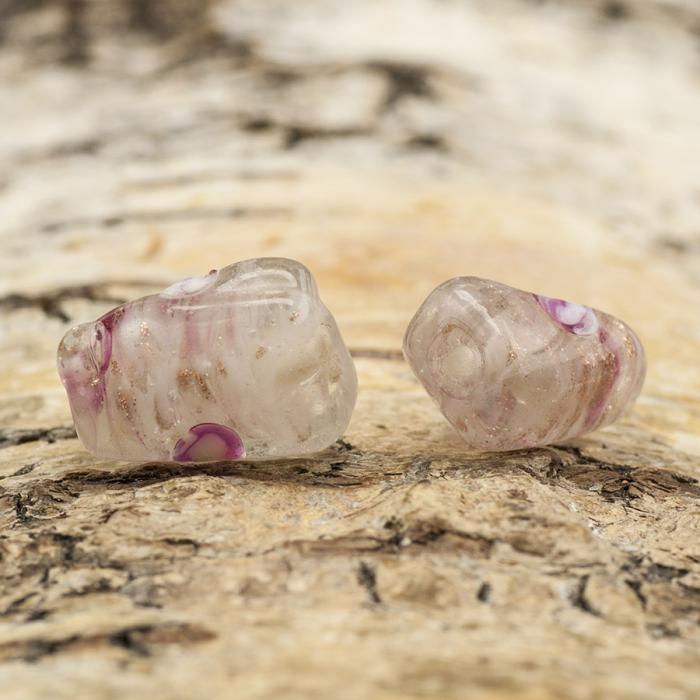 Glaspärla Vriden 9x13 mm, Rosa/Klar (5st)