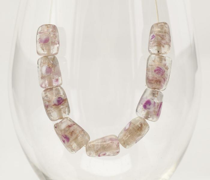 Glaspärla Vriden 9x13 mm, Rosa/Klar (5st)