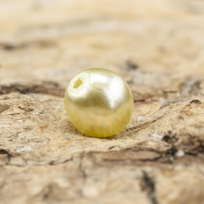 Vaxad glaspärla 4 mm, Gulgrön (60st)