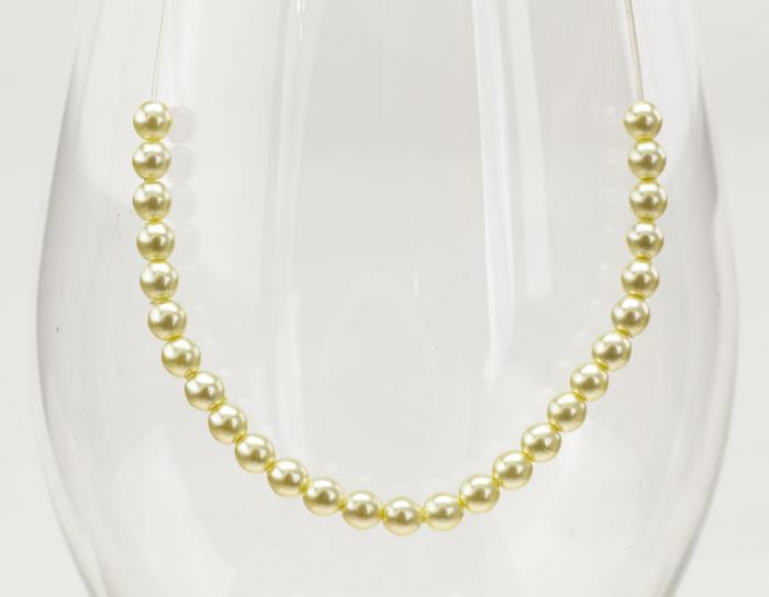 Vaxad glaspärla 4 mm, Gulgrön (60st)