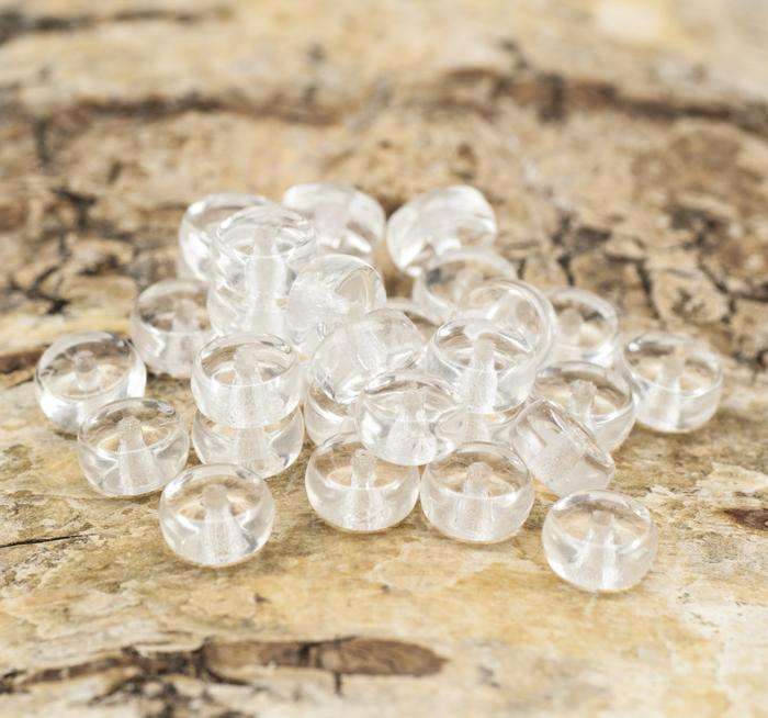Platt Glaspärla 6 mm, Klar (30st)