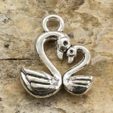 Berlock Svanfamilj 13x15 mm, Antiksilver (5st)