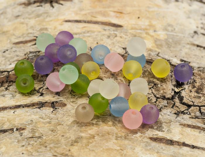 Frostad glaspärla 6 mm, Färgmix (100st)