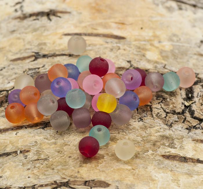 Frostad glaspärla 6 mm, Färgmix (100st)