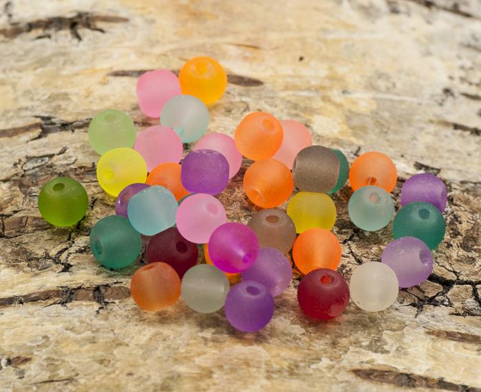 Frostad glaspärla 6 mm, Färgmix (100st)