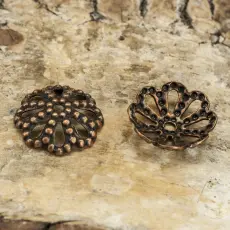 Pärlhållare Blomma 9 mm, Antikkoppar (10st)