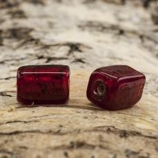 Glaspärla Rätblock 9x12 mm, Röd (5st)