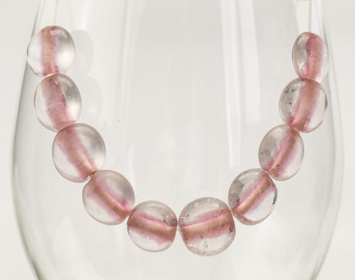 Glaspärla Puck 13 mm, Rosa (5st)