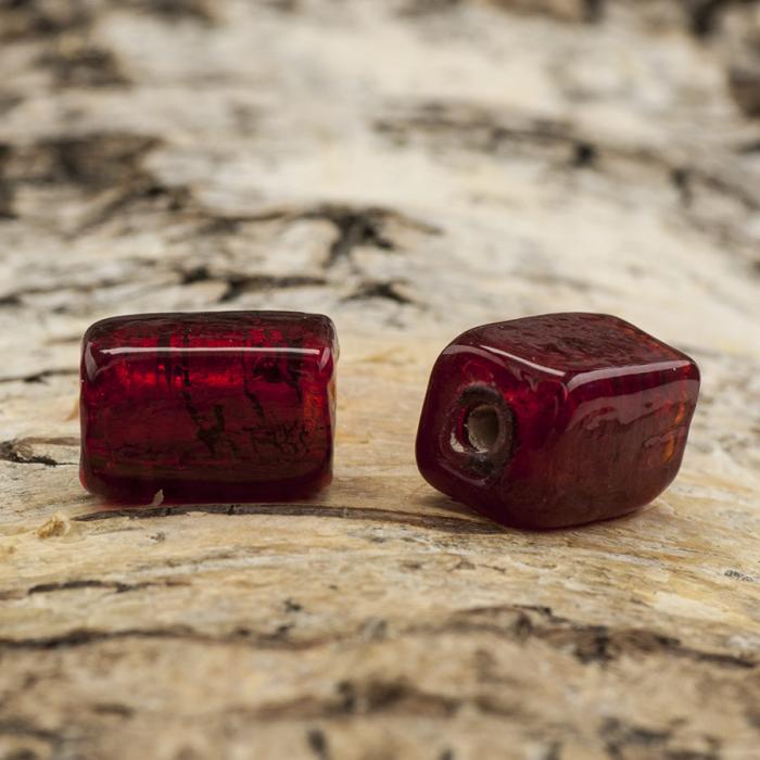Glaspärla Rätblock 9x12 mm, Röd (5st)
