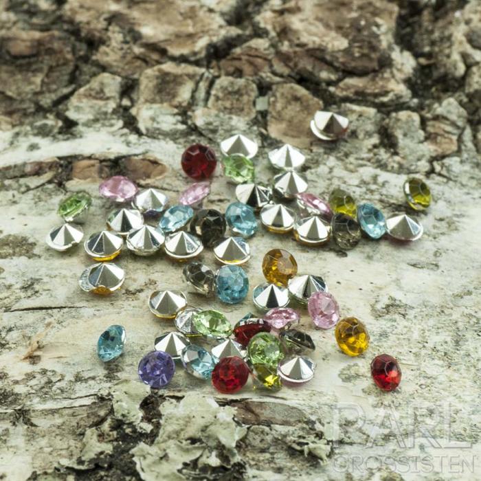 Strass-sten 3x2 mm, Färgmix (ca 100 st)