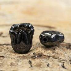 Glaspärla Kattass 8x11 mm, Hematit (10st)