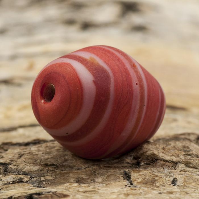 Glaspärla Fantasi 14x18 mm, Röd/Vit (5st)