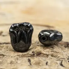Glaspärla Kattass 8x11 mm, Hematit (10st)