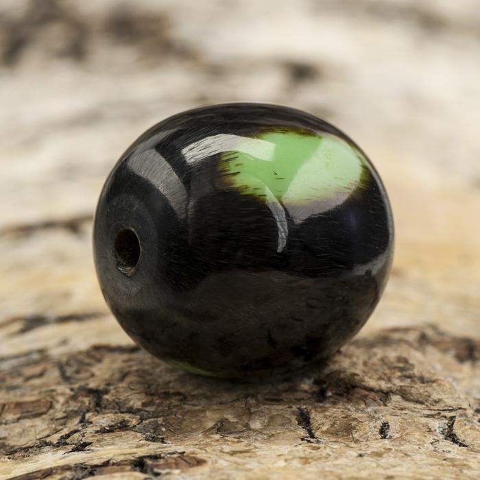 Träpärla 20x23 mm, Svart/Grön (5st)