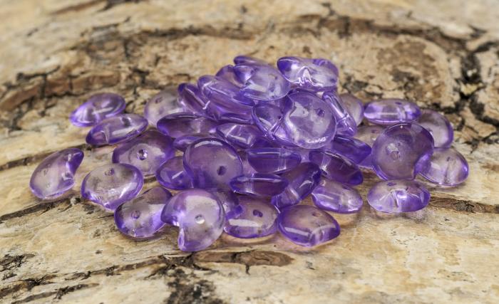 Glaspärla chip 7-8 mm, Lila/Klar (10g)