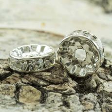 Mellandel Strassrondell 10 mm, Klar/Silverfärg (5st)