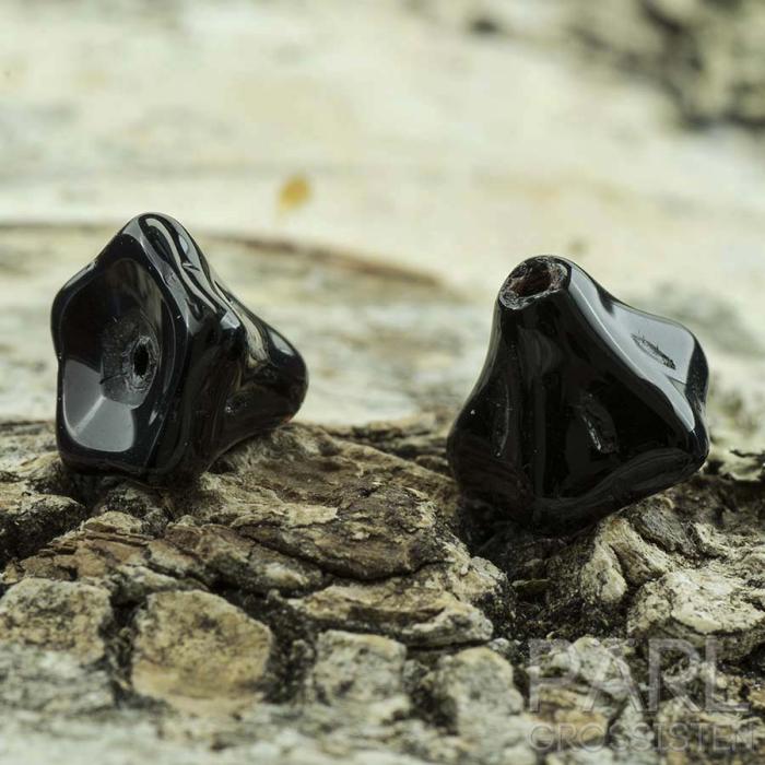 Pärla Blomma glas 9x6 mm, Svart (10st)