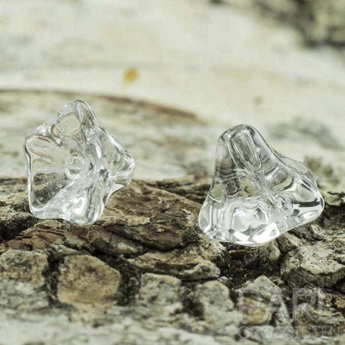Pärla Blomma glas 9x6 mm, Klar (10st)
