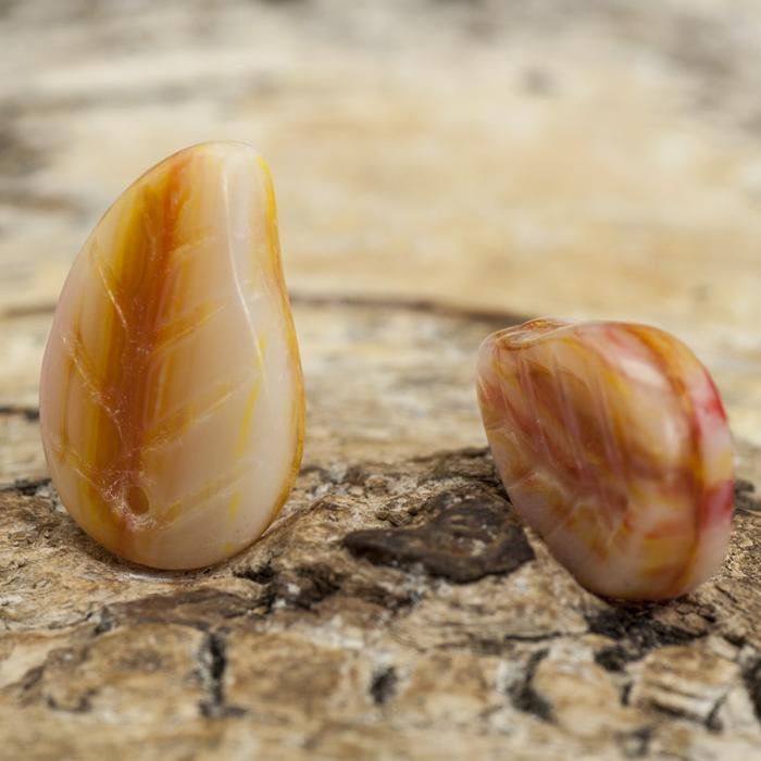Glaslöv 9x14 mm, Orange/Vit (10st)