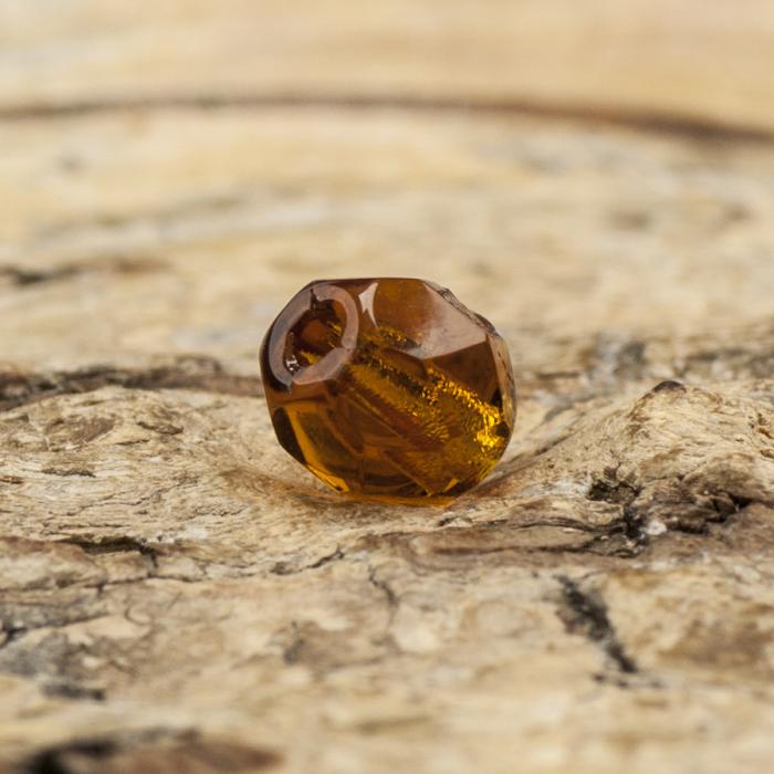 Glaspärla facetterad 4,5x5 mm, Ljusbrun (25st)
