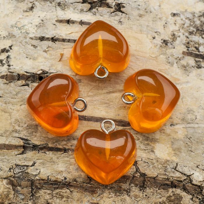 Berlock Hjärta 17x17 mm, Orange (st)