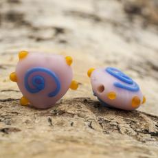 Glaspärla Hjärta 17x16 mm, Rosa (5st)