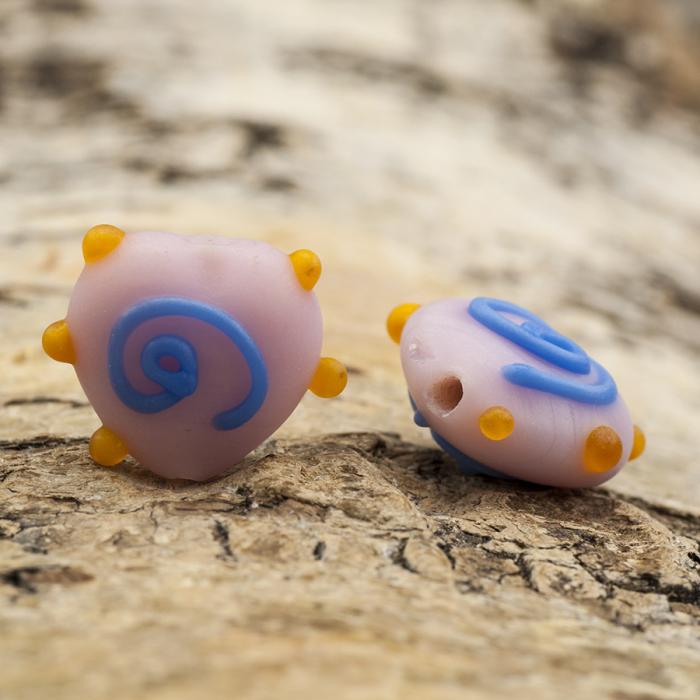 Glaspärla Hjärta 17x16 mm, Rosa (5st)