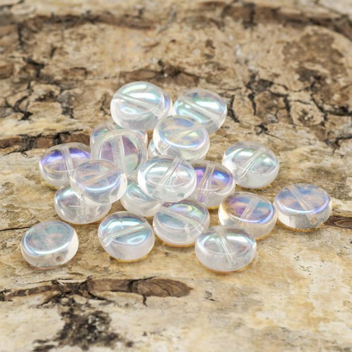 Glaspärla Lins 7x6 mm, Klar AB (20st)
