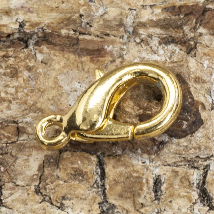 Lås karbinhake 15x8 mm, Guldfärg (10st)