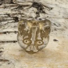 Glaspärla Katt 12x12 mm, Klar/Guld (5st)