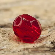 Glaspärla facetterad 4,5x5 mm, Ljusröd (25st)