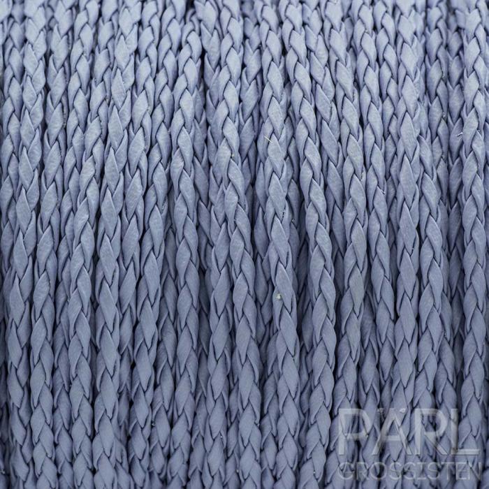 Flätad läderimitation 3 mm, Ljuslila (meter)