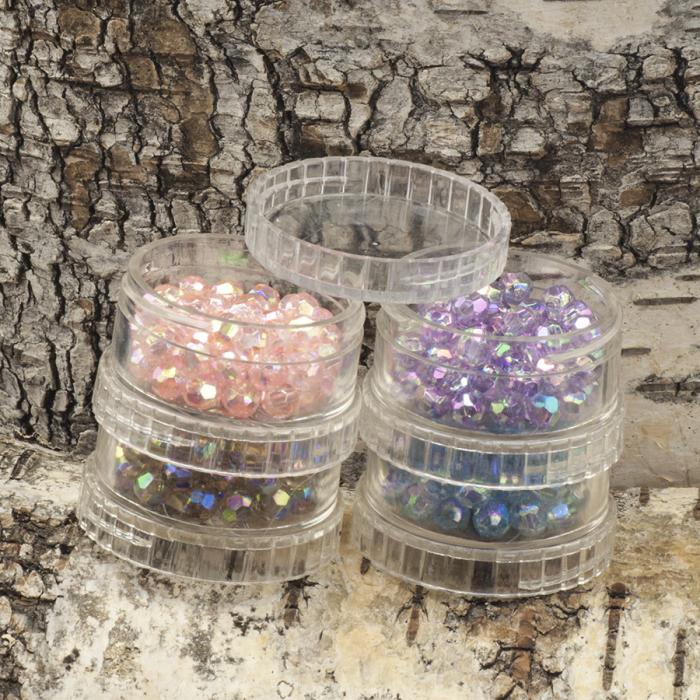 Rör med facetterade akrylpärlor 6 mm, Färgmix (cirka 330st)