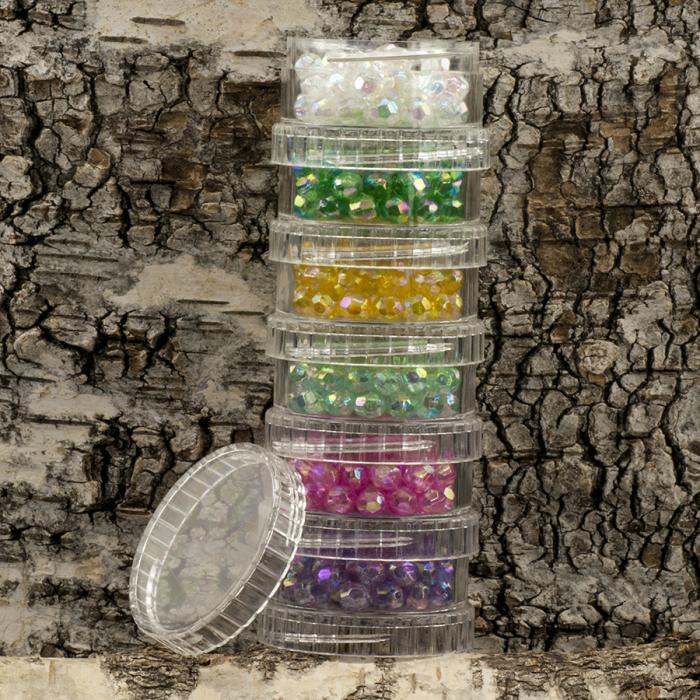 Rör med facetterade akrylpärlor 6 mm, Färgmix (cirka 330st)