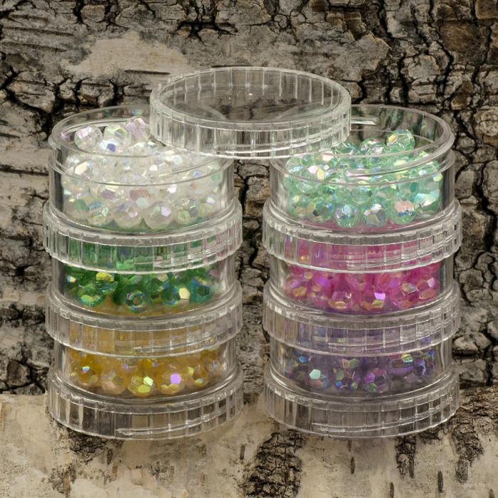 Rör med facetterade akrylpärlor 6 mm, Färgmix (cirka 330st)