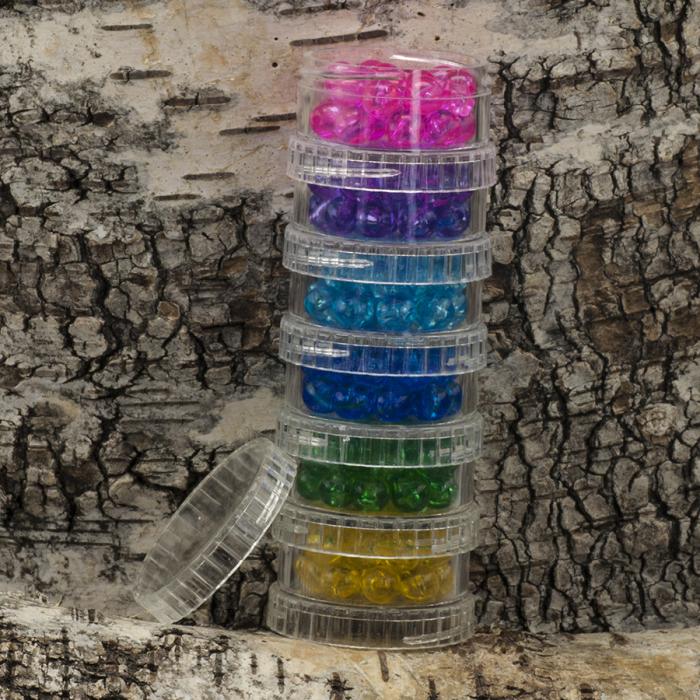 Rör med runda akrylpärlor 8 mm, Färgmix (150st)