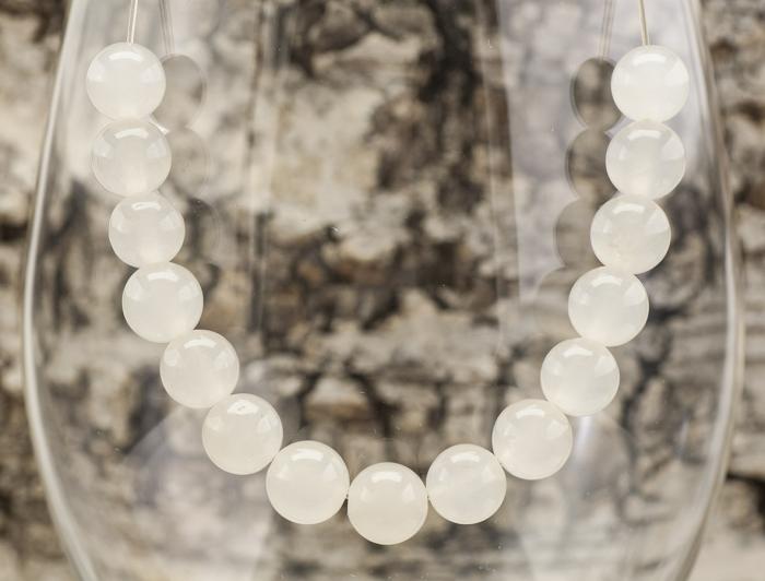 Pärla Malaysia jade 8 mm, Vit (5st)