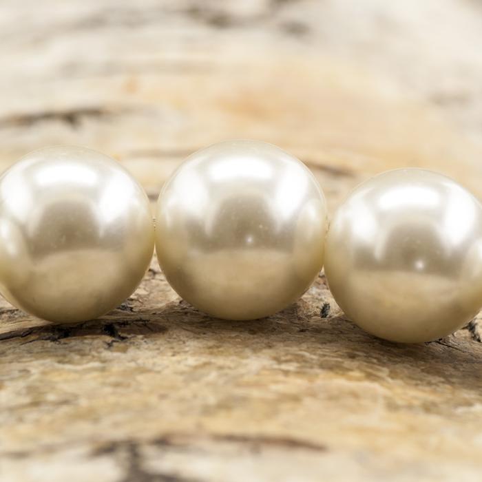 Vaxad glaspärla 14 mm, Gräddvit (5st)